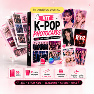 Kit K-Pop Photocards: 560 Cards em PDF + Canva Editável